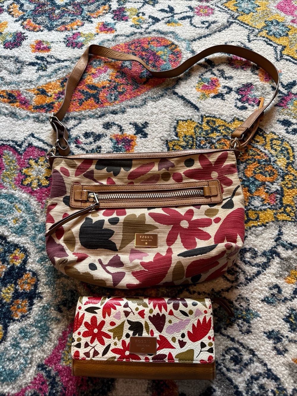Fossil Floral Canvas crossbody and matching wallet